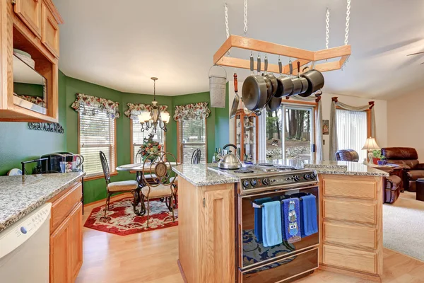 明亮的彩色华逸厨房房间设计 — 图库照片