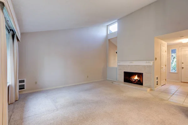 Empty living space with vaulted ceiling and grey walls — Stock Photo, Image