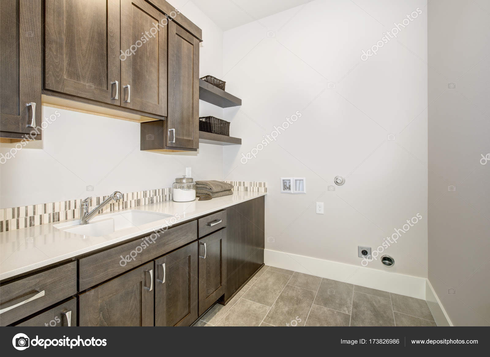 Dark Brown Tile Backsplash