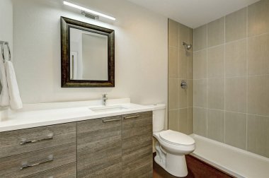 Yeni gri banyo iç tasarım.