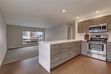 Gri mutfak ile yeni modern daire