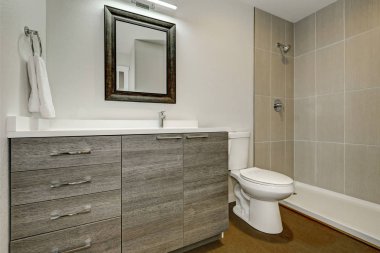 Yeni gri banyo iç tasarım.