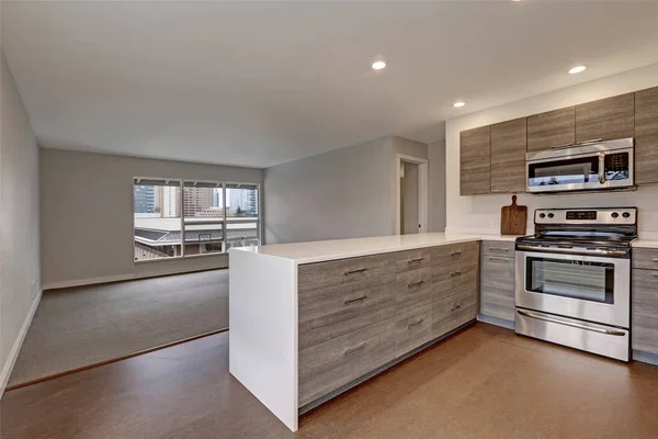 New modern apartment with grey kitchen — Stock Photo, Image