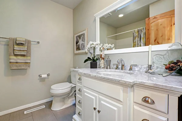 Intérieur de salle de bain légère avec vanité de salle de bain magnifique — Photo