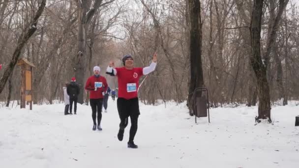 Almaty Regio Alma Ata Kazachstan Januari 2020 Winterhardloopwedstrijd Almaty New — Stockvideo