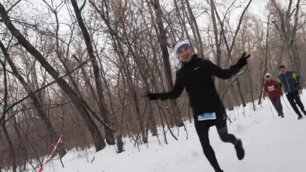 Almaty Alma Ata Region Kazakhstan January 2020 Winter Running Competition — Stock Video