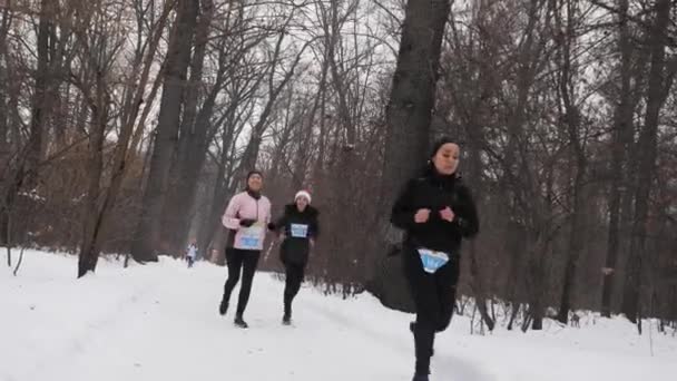 Almaty Regio Alma Ata Kazachstan Januari 2020 Winterhardloopwedstrijd Almaty New — Stockvideo