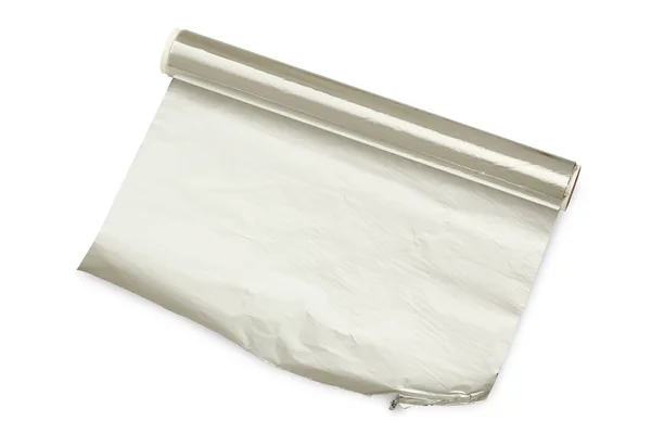 Folia aluminiowa na białym tle — Zdjęcie stockowe