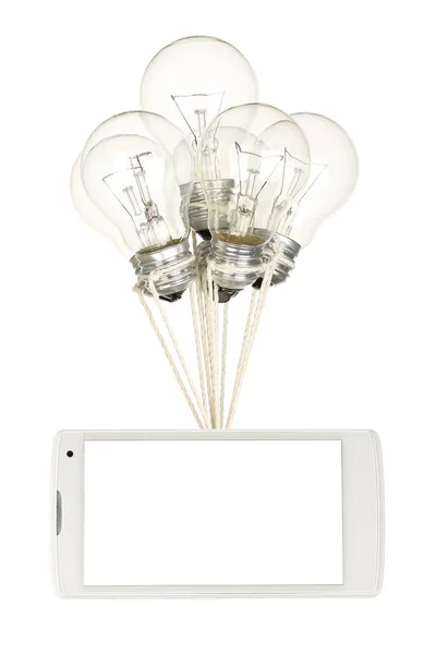 Lightbulbs and phone — Stock Photo, Image