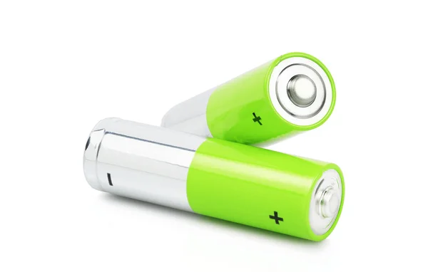 Groene batterijen geïsoleerd — Stockfoto
