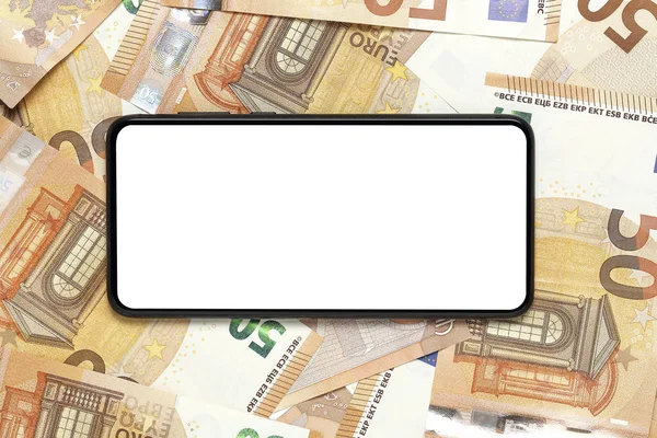 Smart phone sulle banconote — Foto Stock
