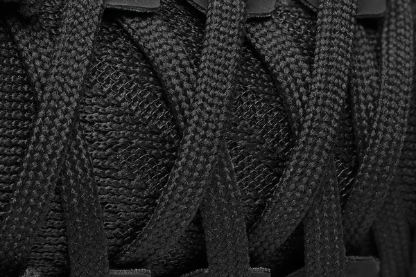 Μαύρα κορδόνια παπουτσιών — Φωτογραφία Αρχείου