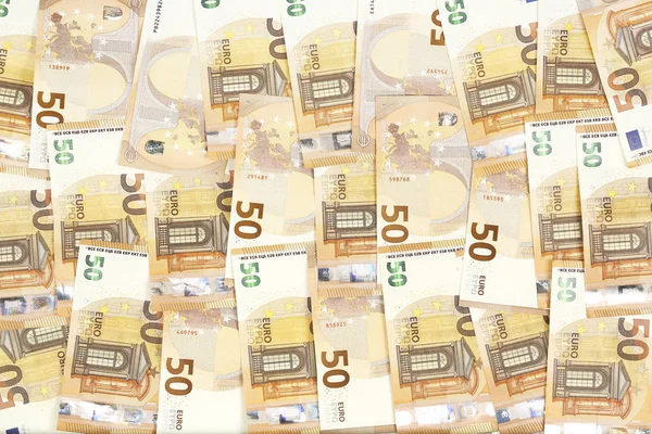 Image Plate Cinquante Billets Euros Monnaie Union Européenne — Photo