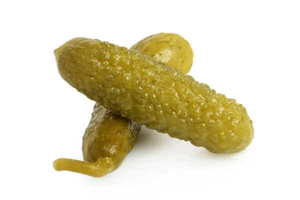 Macro Pickled Cucumbers Isolated White — Stock Photo, Image