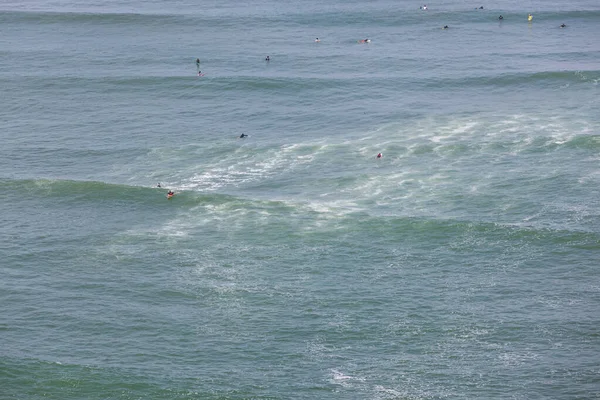 Multitude Unidentifiable People Enjoying Waves Surf Full Wet Suits Cold — Stock Photo, Image