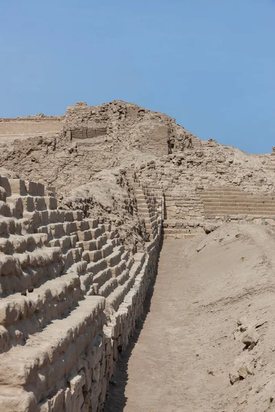 Sár Tégla Építése Pachacamac Lima Tartósított Hiánya Miatt Eső Sivatagban — Stock Fotó