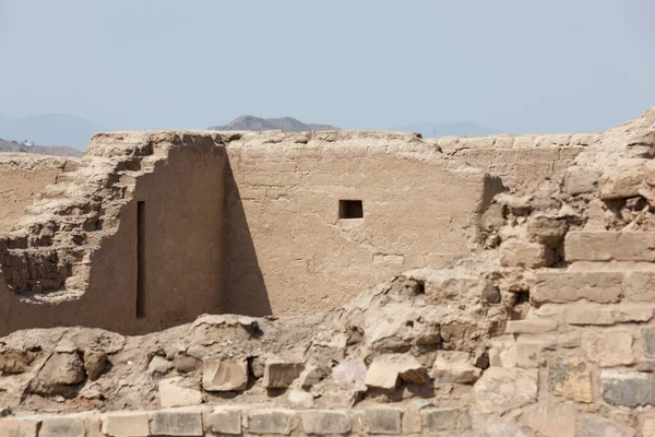 Spettacolare Sito Nel Deserto Del Perù Con Grandi Piramidi Abitazioni — Foto Stock