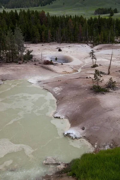 Caldrón Azufre Parque Nacional Yellowstone Con Burbujeante Agua Con Olor — Foto de Stock