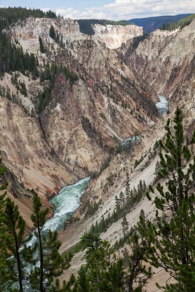 Agua Verde Salvaje Rápida Río Yellowstone Fluye Través Las Empinadas — Foto de Stock