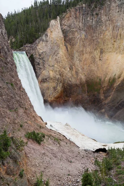 Alte Potenti Cascate Inferiori Del Fiume Yellowstone Mentre Cade Nel — Foto Stock