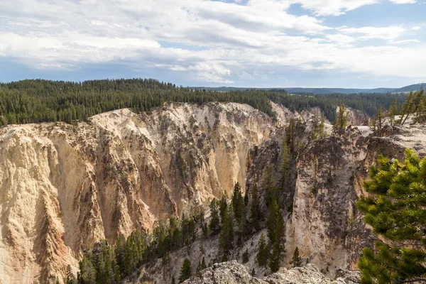 Zamanla Aşınan Dik Kaya Duvarları Wyoming Yellowstone Ulusal Parkı Ndaki — Stok fotoğraf
