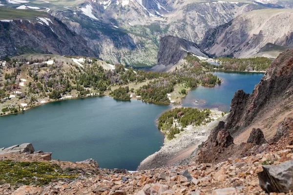 Christmas Lake Como Visto Beartooth Highway Floresta Nacional Shoshone Wyoming — Fotografia de Stock