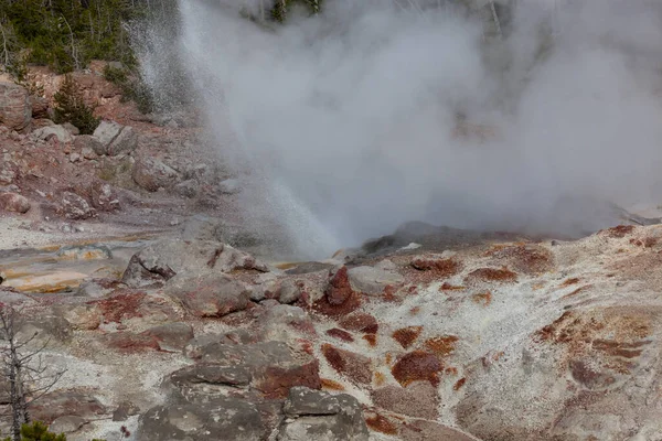 Dampfboot Geysir Der Größte Geysir Der Welt Gibt Einen Kleinen — Stockfoto