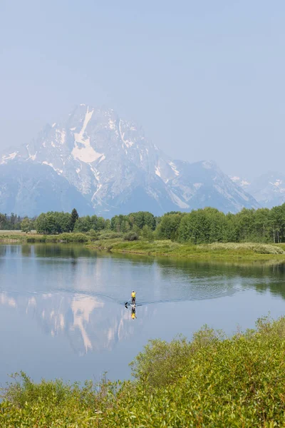 Grand Teton National Park Wyoming Usa July 2014 Man Floating — Stock Photo, Image