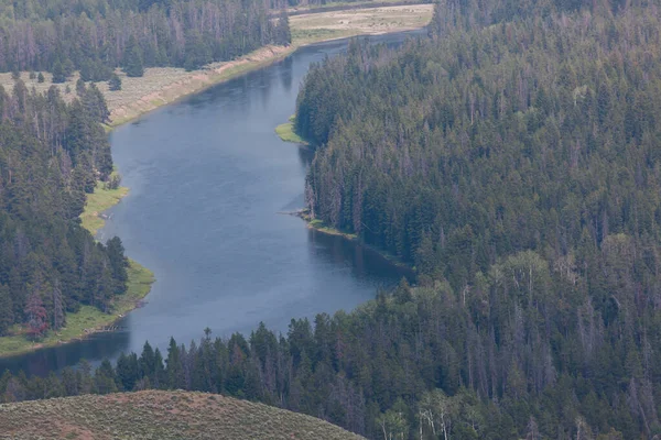 Looking Snake River Runs Grand Teton National Park Smoke Filled — Stock Photo, Image