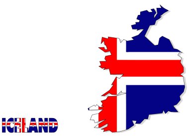  Bayraklı İzlanda Haritası, Vektör İllüstrasyon Eps 10.