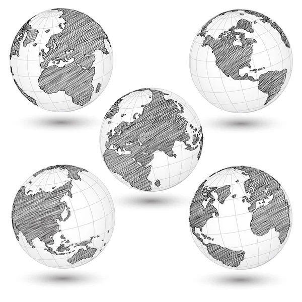 世界地図地球グローブ ベクトル線イラストレーター eps 10 をスケッチ. — ストックベクタ