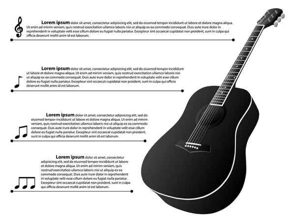 Infográfico de guitarra acústica clássica, ilustração vetorial EPS 10 . — Vetor de Stock