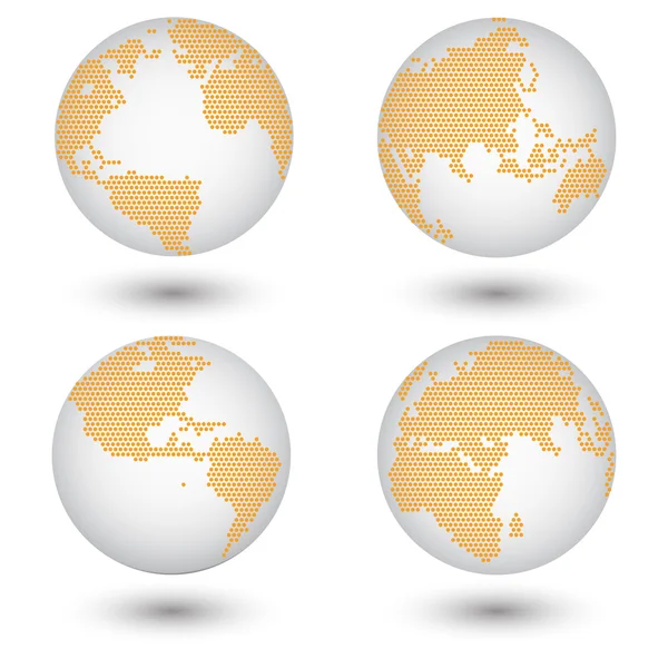 Gestippelde wereldbol kaart gemaakt van cirkel vormen. vector illustratie eps 10. — Stockvector