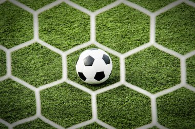 futbol futbol gol ile yeşil çim alan net.