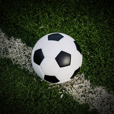Futbol futbol futbol sahası yeşil çimenlerin üzerinde.