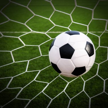 futbol futbol gol ile yeşil çim alan net.