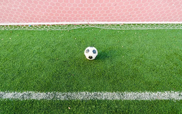 Futbol futbol futbol sahası yeşil çimenlerin üzerinde.