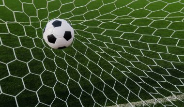 futbol futbol gol ile yeşil çim alan net.