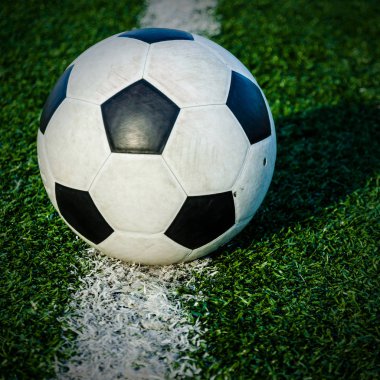 Futbol futbol futbol sahası yeşil çimenlerin üzerinde.