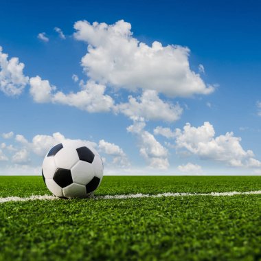 Futbol futbol futbol sahası yeşil çimenlerin üzerinde.