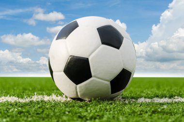 Futbol futbol futbol sahası yeşil çimenlerin üzerinde.