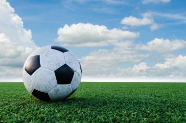 Futbol futbol futbol sahası yeşil çimenlerin üzerinde.