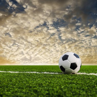 Futbol futbol futbol sahası yeşil çimenlerin üzerinde.