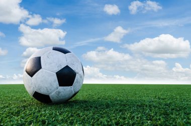 Futbol futbol futbol sahası yeşil çimenlerin üzerinde.
