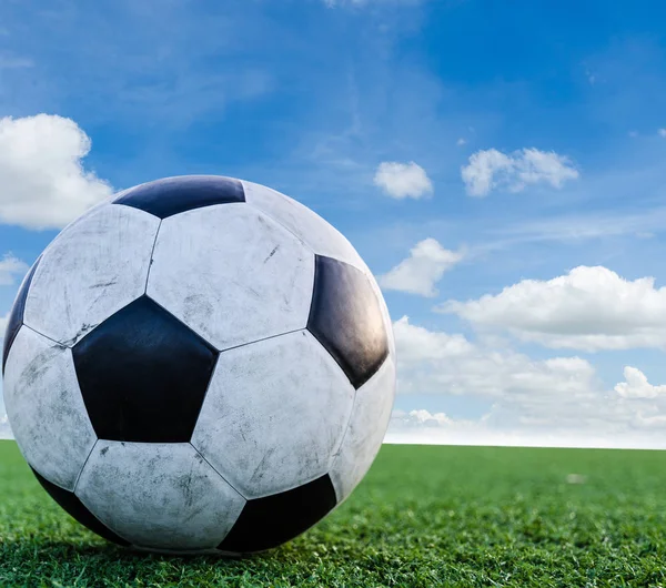 Futbol futbol futbol sahası yeşil çimenlerin üzerinde.