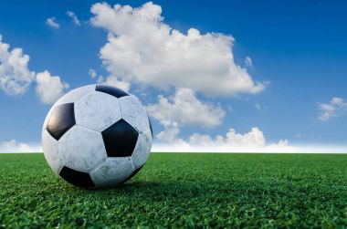 Futbol futbol futbol sahası yeşil çimenlerin üzerinde.