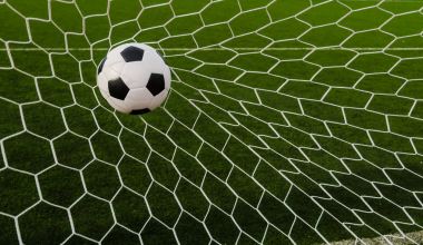 futbol futbol gol ile yeşil çim alan net.