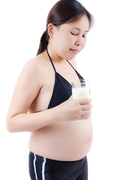Preciosa joven embarazada dama aislado en el fondo blanco . — Foto de Stock