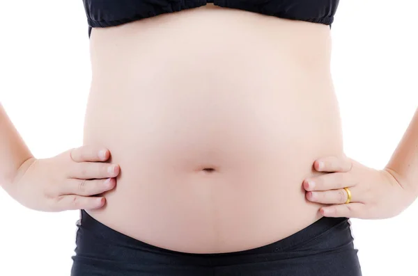 Härlig ung gravid Lady isolerat på den vita bakgrunden. — Stockfoto