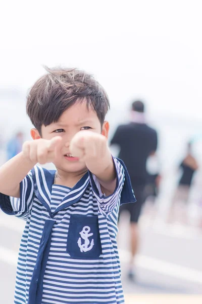 Portrait Young Sailor Boy Sea — Stock Photo, Image